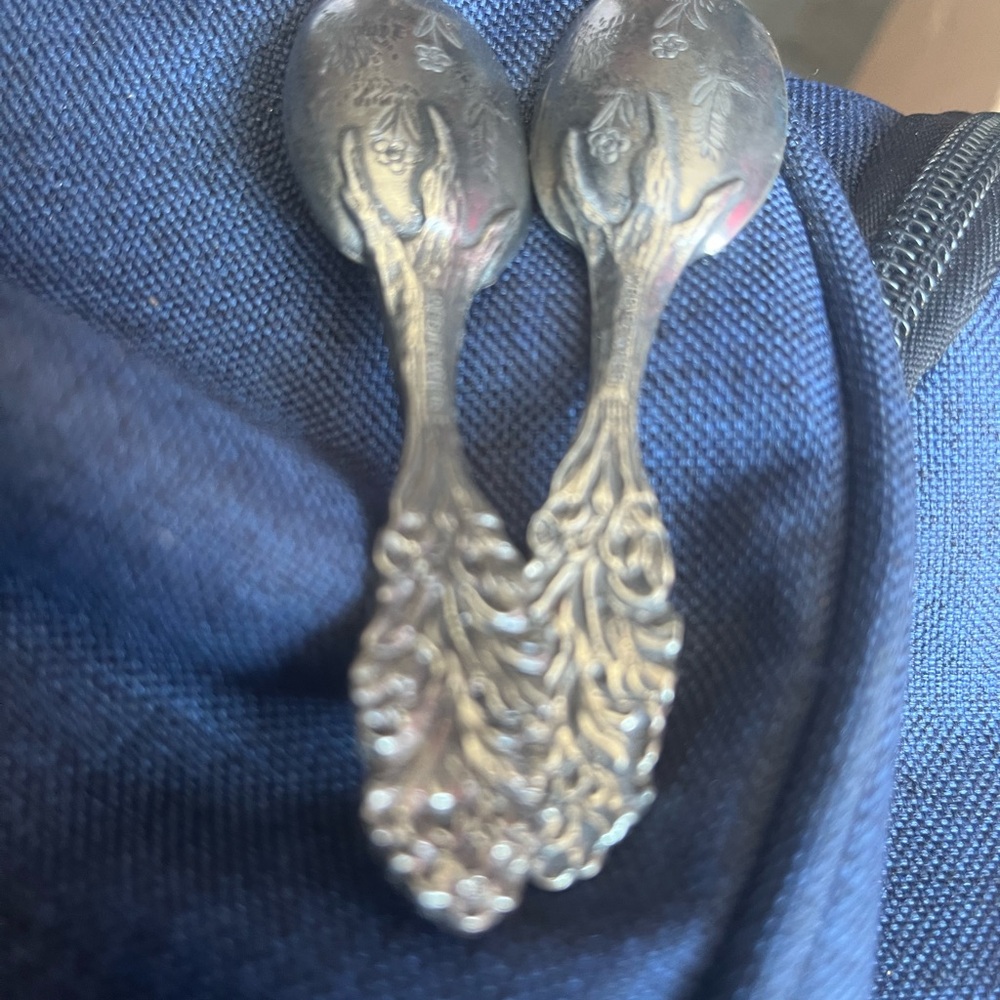 Vintage Decorative Silverplate Ornate Teaspoons - Set of 2